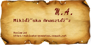 Miklóska Anasztáz névjegykártya